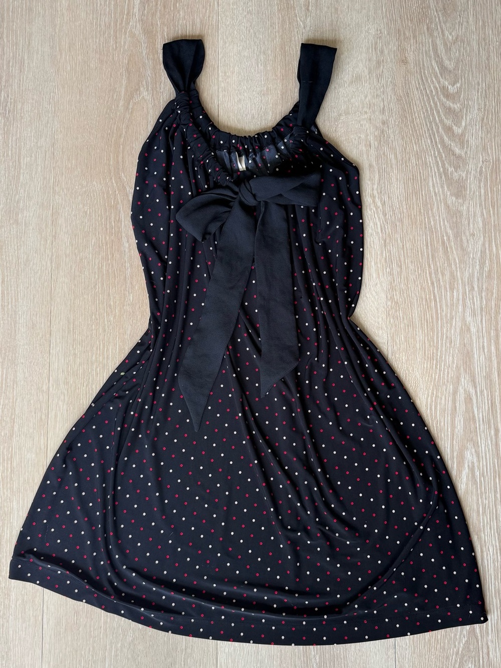 Ambrielle Black Mini Dress with Red and White Polka Dots